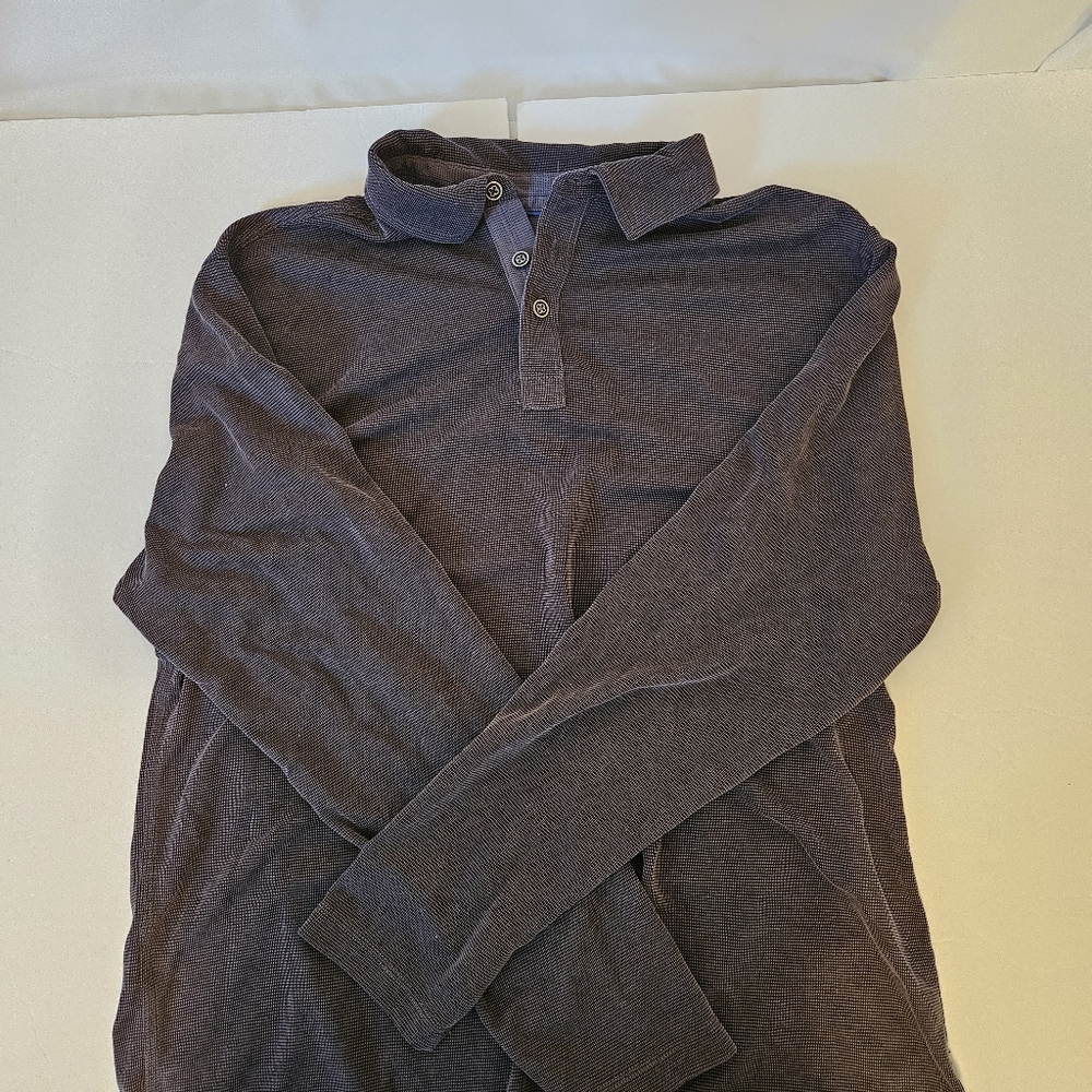 Tommy Bahamas Men's Long Sleeve Polo Shirt - Dark Gray, Size Large